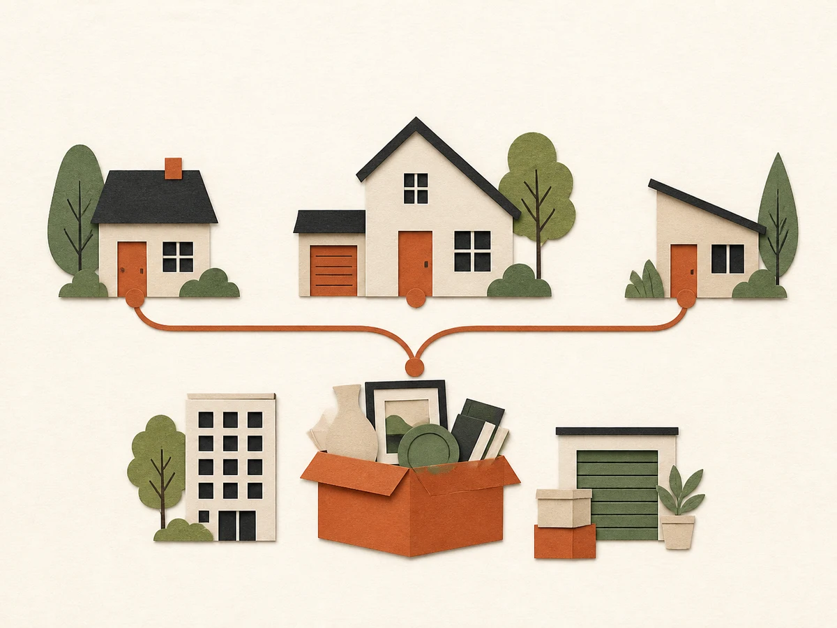 Belongings catalogued across several homes and storage locations